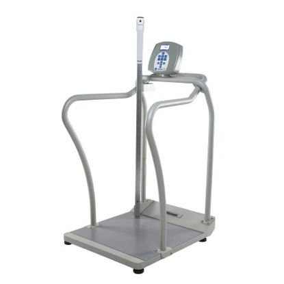 Picture of Floor Scale with Handrail Health O Meter® LCD Digital Display 1000 lbs. / 474 kg Capacity Black / Gray AC Adapter / Battery Operated2101KLHR