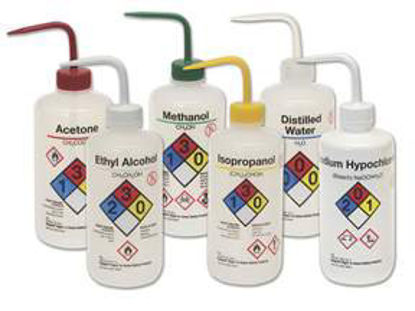 Picture of Wash Bottle Nalgene™ 16 oz., Acetone, Red, Translucent, Low-Density Polyethylene, Polypropylene Closure, Right-to-Know, Narrow Mouth, Leak Proof0340911A