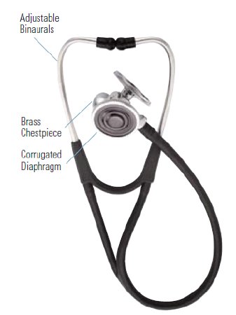 Picture of Cardiology Stethoscope Harvey® DLX Blue 1-Tube 17 Inch Tube Triple Head Chestpiece5079-323