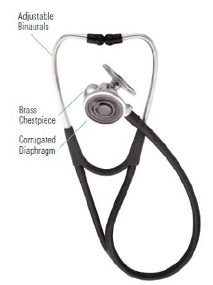 Picture of Cardiology Stethoscope Harvey® DLX Blue 1-Tube 17 Inch Tube Triple Head Chestpiece5079-323