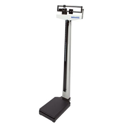 Picture of Column Scale with Height Rod Health O Meter® Balance Beam Display 490 lbs. / 210 kg Capacity Black / White Analog402KLCW