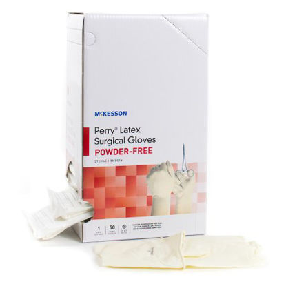 Picture of Surgical Glove McKesson Perry® Performance Plus Size 7.5 Sterile Pair Latex Extended Cuff Length Smooth Cream Not Chemo Approved20-1075N