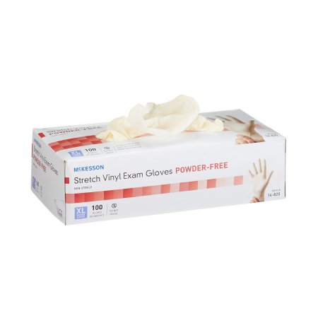 Picture of Exam Glove McKesson X-Large NonSterile Stretch Vinyl Standard Cuff Length Smooth Ivory Not Chemo Approved14-820