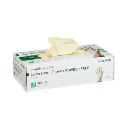 Picture of Exam Glove McKesson Confiderm® Medium NonSterile Latex Standard Cuff Length Smooth Ivory Not Chemo Approved14-316