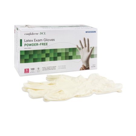 Picture of Exam Glove McKesson Confiderm® Small NonSterile Latex Standard Cuff Length Smooth Ivory Not Chemo Approved14-314