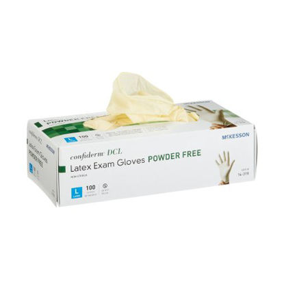 Picture of Exam Glove McKesson Confiderm® Large NonSterile Latex Standard Cuff Length Smooth Ivory Not Chemo Approved14-318