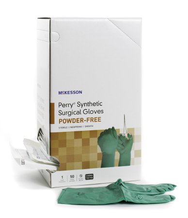 Picture of Surgical Glove McKesson Perry® Performance Plus Size 8 Sterile Pair Polychloroprene Extended Cuff Length Smooth Dark Green Chemo Tested20-2580N