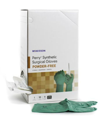 Picture of Surgical Glove McKesson Perry® Performance Plus Size 8.5 Sterile Pair Polychloroprene Extended Cuff Length Smooth Dark Green Chemo Tested20-2585N