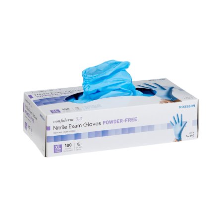 Picture of Exam Glove McKesson Confiderm® 3.8 X-Large NonSterile Nitrile Standard Cuff Length Textured Fingertips Blue Not Chemo Approved14-690