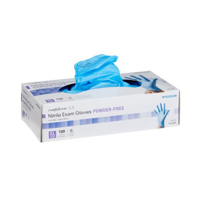 Picture of Exam Glove McKesson Confiderm® 3.8 X-Large NonSterile Nitrile Standard Cuff Length Textured Fingertips Blue Not Chemo Approved14-690