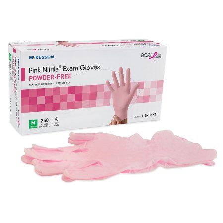 Picture of Exam Glove McKesson Pink Nitrile® X-Large NonSterile Nitrile Standard Cuff Length Textured Fingertips Pink Not Chemo Approved14-6NPNK8