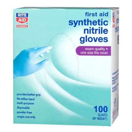 Picture of Exam Glove Rite Aid® Medium NonSterile Nitrile Blue Not Chemo Approved0362268