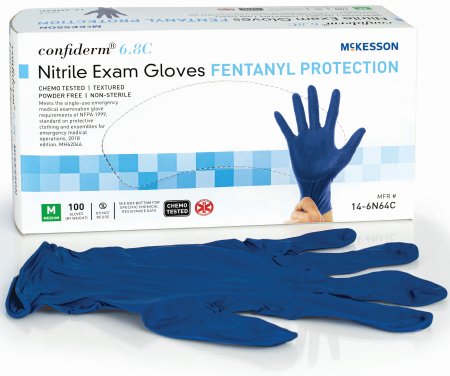 Picture of Exam Glove McKesson Confiderm® 6.8C Medium NonSterile Nitrile Standard Cuff Length Blue Chemo Tested14-6N64C