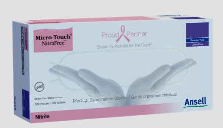 Picture of Exam Glove Micro-Touch® NitraFree™ Small NonSterile Nitrile Standard Cuff Length Textured Fingertips Pink Chemo Tested6034511