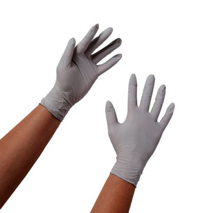 Picture of Exam Glove STERLING® Medium NonSterile Nitrile Standard Cuff Length Textured Fingertips Gray Chemo Tested50707