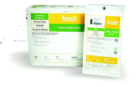 Picture of Surgical Glove Derma Prene® Ultra Size 7 Sterile Pair Polyisoprene Extended Cuff Length Smooth Green Chemo Tested8514