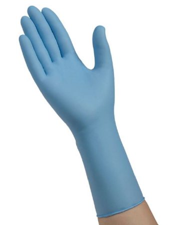 Picture of Exam Glove Large Sterile Pair Nitrile Extended Cuff Length Textured Fingertips Blue Chemo TestedN8832