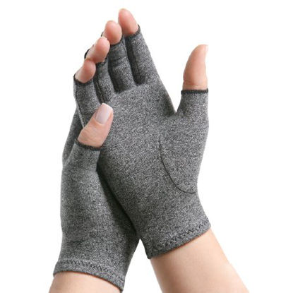 Picture of Arthritis Gloves IMAK® Compression Open Finger Large Over-the-Wrist Length Hand Specific Pair Lycra® / CottonA20172
