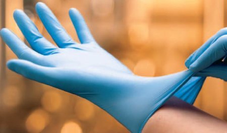 Picture of Exam Glove Flexam® Medium Sterile Single Nitrile Extended Cuff Length Textured Fingertips Blue Chemo TestedN8821
