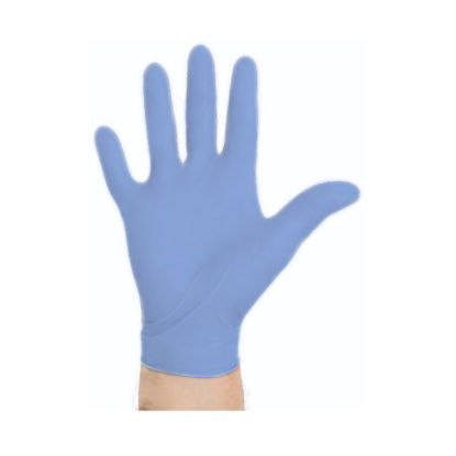 Picture of Exam Glove Aquasoft® Large NonSterile Nitrile Standard Cuff Length Textured Fingertips Blue Not Chemo Approved43935