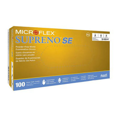 Picture of Exam Glove Supreno® SE Medium NonSterile Nitrile Standard Cuff Length Textured Fingertips Blue Not Chemo ApprovedSU-690-M