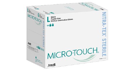 Picture of Exam Glove Micro-Touch® Small Sterile Single Nitrile Extended Cuff Length Textured Fingertips Blue Chemo Tested6034251