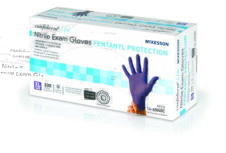 Picture of Exam Glove McKesson Confiderm® LDC X-Large NonSterile Nitrile Standard Cuff Length Fully Textured Blue Chemo Tested14-6N48C