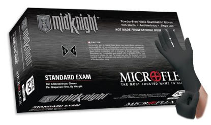Picture of Exam Glove Midknight™ Large NonSterile Nitrile Standard Cuff Length Fully Textured Black Not Chemo ApprovedMK-296-L
