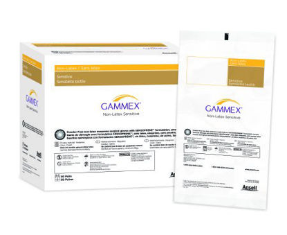 Picture of Surgical Glove GAMMEX® Non-Latex Sensitive Size 6 Sterile Pair Polychloroprene Extended Cuff Length Smooth Cream Chemo Tested20277260