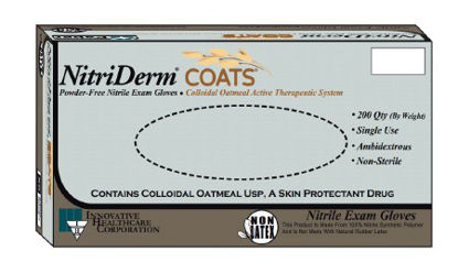 Picture of Exam Glove NitriDerm® COATS® Medium NonSterile Nitrile Standard Cuff Length Fully Textured White Not Chemo Approved125202