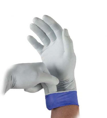 Picture of Exam Glove LifeStar™ EC Medium NonSterile Nitrile Extended Cuff Length Textured Fingertips White / Blue Not Chemo ApprovedLSE-104-M