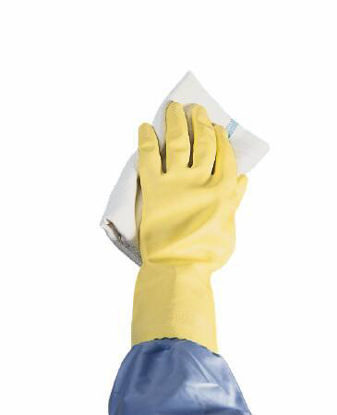 Picture of Utility Glove Large Flock Lined Latex Yellow 12 Inch Straight Cuff NonSterile8988