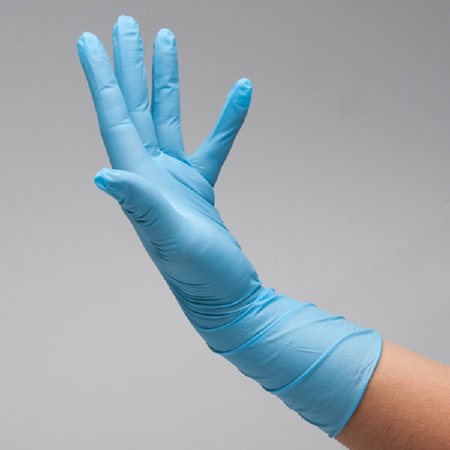Picture of Exam Glove Flexam® Large Sterile Single Nitrile Extended Cuff Length Textured Fingertips Blue Chemo TestedN8822