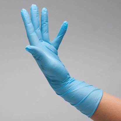 Picture of Exam Glove Flexam® Large Sterile Single Nitrile Extended Cuff Length Textured Fingertips Blue Chemo TestedN8822