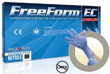 Picture of Exam Glove FreeForm® EC Large NonSterile Nitrile Extended Cuff Length Textured Fingertips Blue Not Chemo ApprovedFFE-775-L
