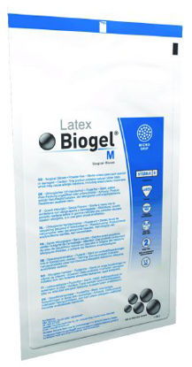 Picture of Surgical Glove Biogel® M Size 6.5 Sterile Pair Latex Extended Cuff Length Micro-Textured Straw Not Chemo Approved30565