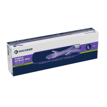 Picture of Exam Glove Purple Nitrile Max™ Large NonSterile Nitrile Extended Cuff Length Fully Textured Purple Not Chemo Approved44994