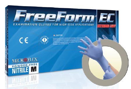 Picture of Exam Glove FreeForm® EC Medium NonSterile Nitrile Extended Cuff Length Textured Fingertips Blue Not Chemo ApprovedFFE-775-M