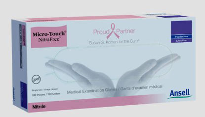 Picture of Exam Glove Micro-Touch® NitraFree™ X-Large NonSterile Nitrile Standard Cuff Length Textured Fingertips Pink Chemo Tested6034514