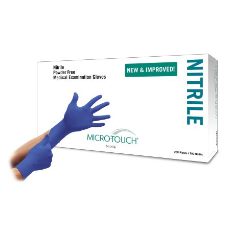 Picture of Exam Glove Micro-Touch® Nitrile X-Large NonSterile Nitrile Standard Cuff Length Textured Fingertips Blue Chemo Tested6034304