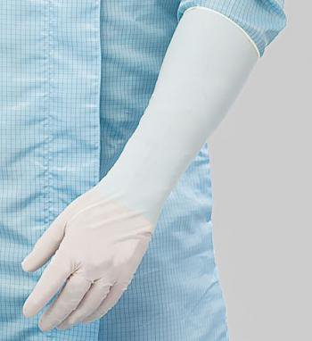 Picture of Cleanroom Glove BioClean™ Nerva™ Extra Length Medium Nitrile White 16 Inch Beaded Cuff NonSterile19668002