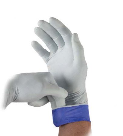 Picture of Exam Glove LifeStar™ EC Small NonSterile Nitrile Extended Cuff Length Textured Fingertips White / Blue Not Chemo ApprovedLSE-104-S