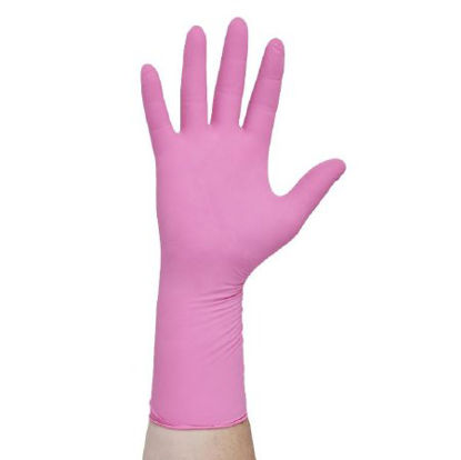 Picture of Exam Glove PINK UNDERGUARD Small NonSterile Nitrile Extended Cuff Length Textured Fingertips Pink Chemo Tested47453