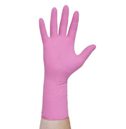 Picture of Exam Glove PINK UNDERGUARD Medium NonSterile Nitrile Extended Cuff Length Textured Fingertips Pink Chemo Tested47454