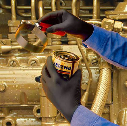 Picture of Utility Glove N-Dex® NightHawk® Small Nitrile Black 9.5 Inch Beaded Cuff NonSterile384177005