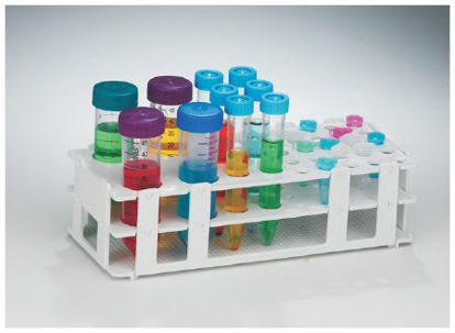 Picture of Centrifuge Tube Centrifuge Tube Rack SP Scienceware™ No-Wire™ 4 / 7 / 25 Place 1.5 mL / 15 mL / 50 mL Tube Size White 64 X 104 X 246 mm13717274
