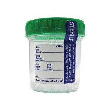 Picture of Specimen Container for Pneumatic Tube Systems DuoClick™ 53 mm Opening Polypropylene 90 mL (3 oz.) Screw Cap Patient Information SterileES243420