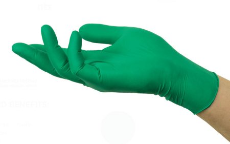 Picture of Exam Glove Neogard® Large NonSterile Polychloroprene Standard Cuff Length Textured Fingertips Green Not Chemo ApprovedC523