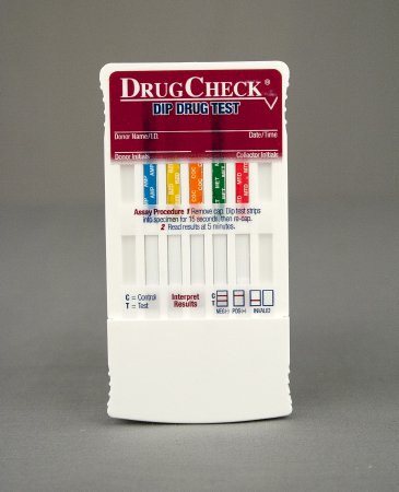 Picture of Drugs of Abuse Test DrugCheck® Dip Drug Test 9-Drug Panel AMP, BZO, COC, mAMP/MET, MTD, OPI300, OXY, PPX, THC Urine Sample 25 Tests30901