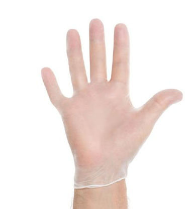 Picture of Exam Glove Halyard™ Small NonSterile Vinyl Standard Cuff Length Smooth Clear Not Chemo Approved55031